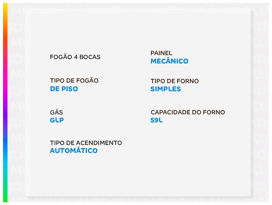 Fogão 4 Bocas Electrolux Cinza Efficient FE4IG - 1