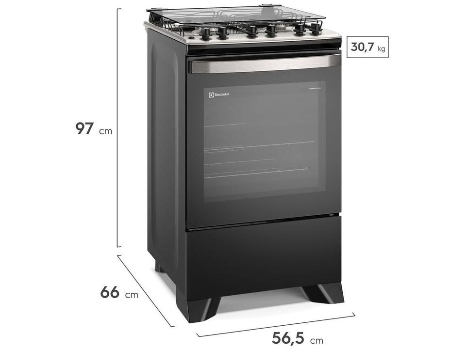 Fogão 4 Bocas Electrolux Preto com Timer VaporBake FE4TP - 3