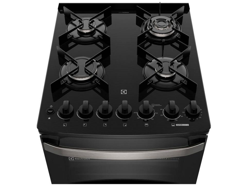 Fogão 4 Bocas Electrolux Preto Mesa de Vidro com Timer VaporBake FE4DP - 5