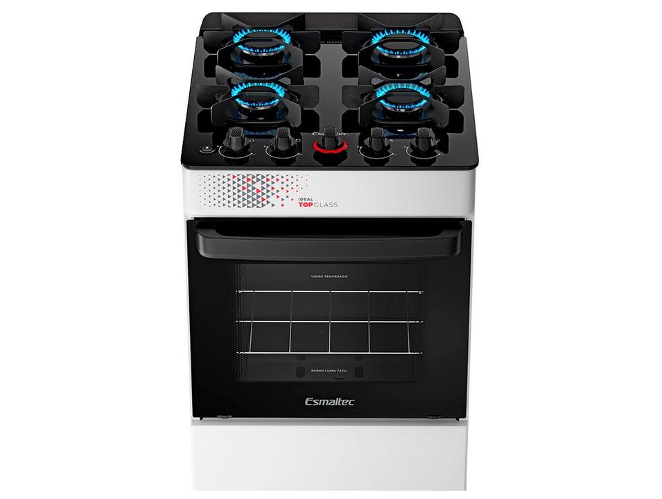 Fogão 4 Bocas Esmaltec Branco Mesa de Vidro Ideal Top Glass T4VAB - 5