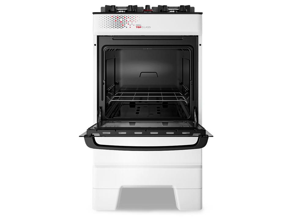 Fogão 4 Bocas Esmaltec Branco Mesa de Vidro Ideal Top Glass T4VAB - 4