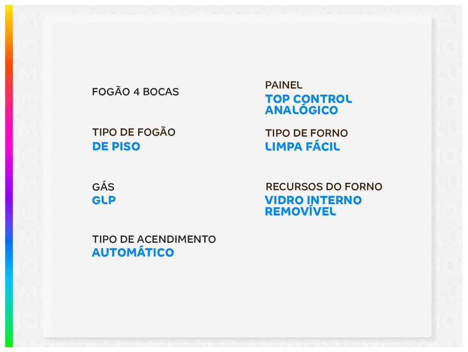 Fogão 4 Bocas Esmaltec Esmaltec Ideal Top T4IAB - 1