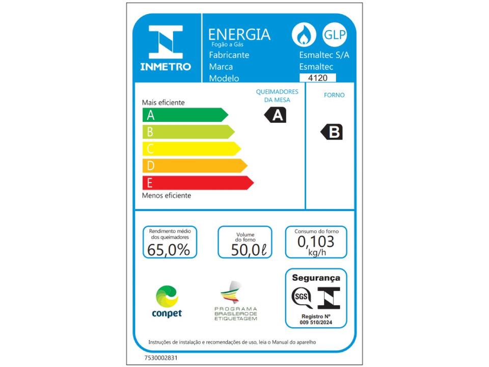 Fogão 4 Bocas Esmaltec Preto Ideal Pop 4120 - 13