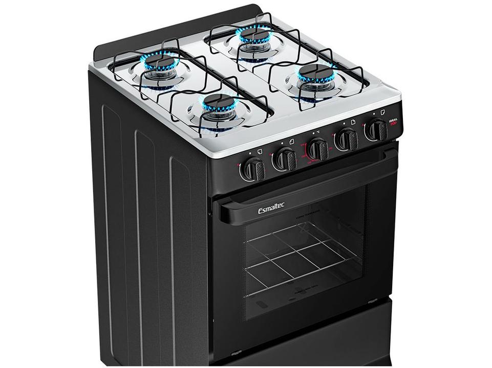 Fogão 4 Bocas Esmaltec Preto Ideal Pop 4120 - 9