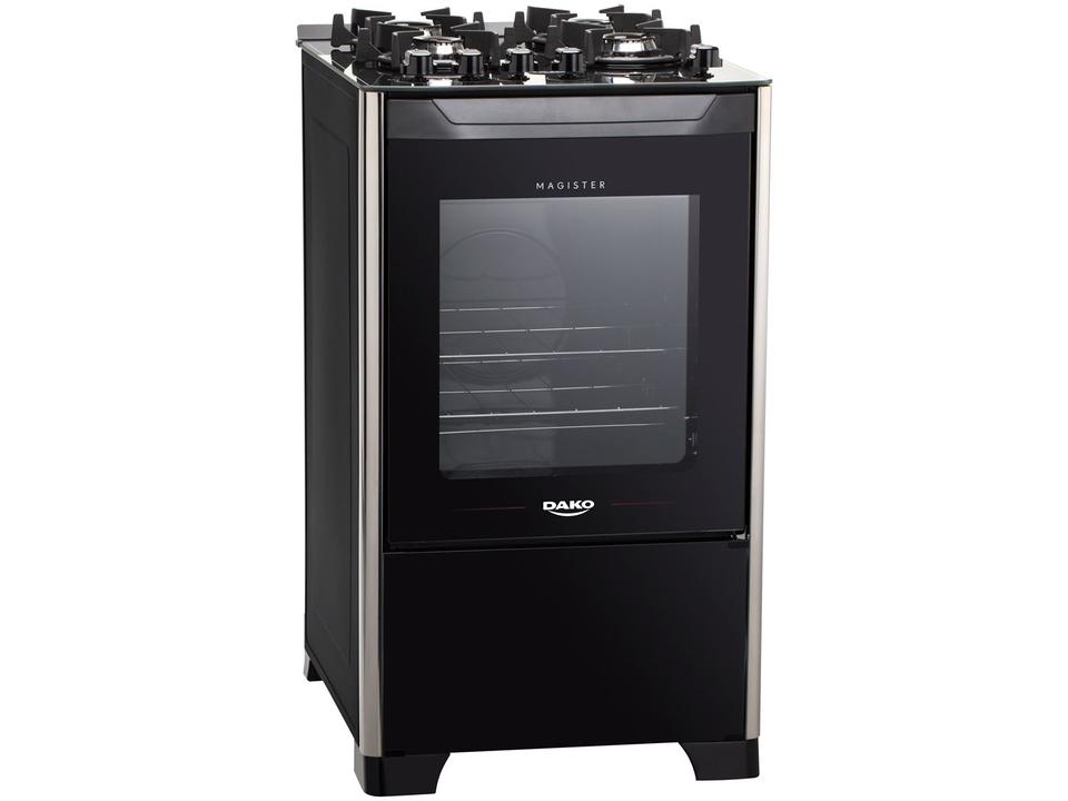 Fogão 4 Bocas Preto Mesa de Vidro Dako Magister - 4