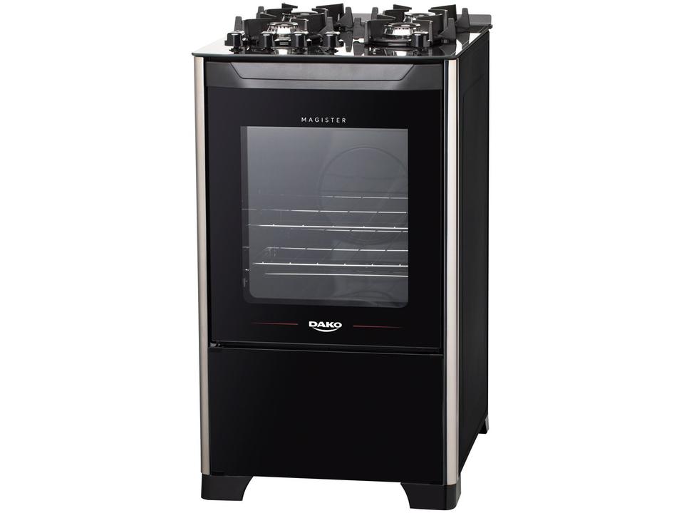 Fogão 4 Bocas Preto Mesa de Vidro Dako Magister - 6