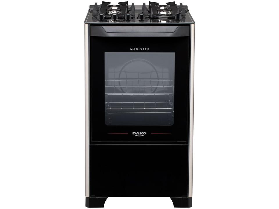 Fogão 4 Bocas Preto Mesa de Vidro Dako Magister - 5