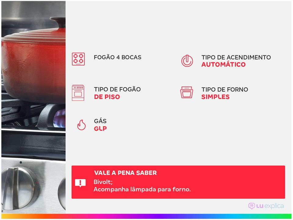 Fogão 4 Bocas Preto Mesa de Vidro Dako Magister - 1