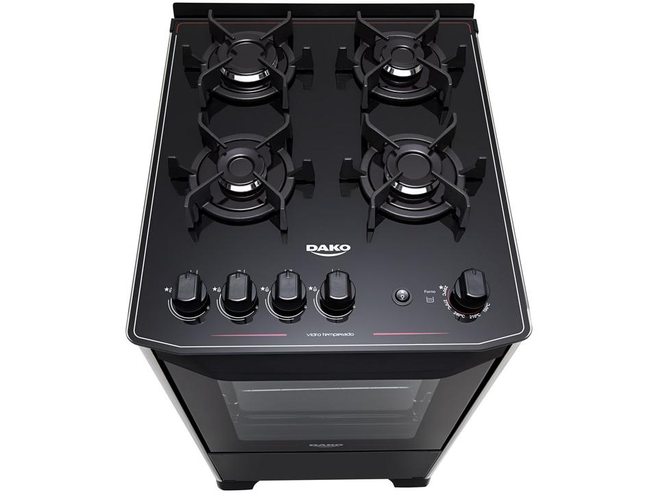 Fogão 4 Bocas Preto Mesa de Vidro Dako Magister - 8