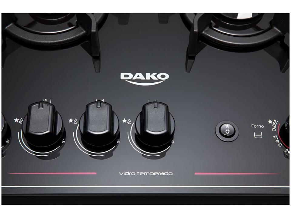 Fogão 4 Bocas Preto Mesa de Vidro Dako Magister - 11
