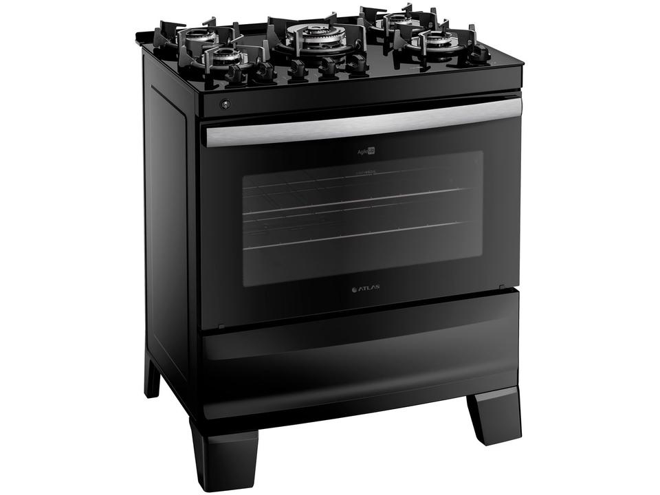 Fogão 5 Bocas Atlas Preto Mesa de Vidro Glass Agile UP - 3
