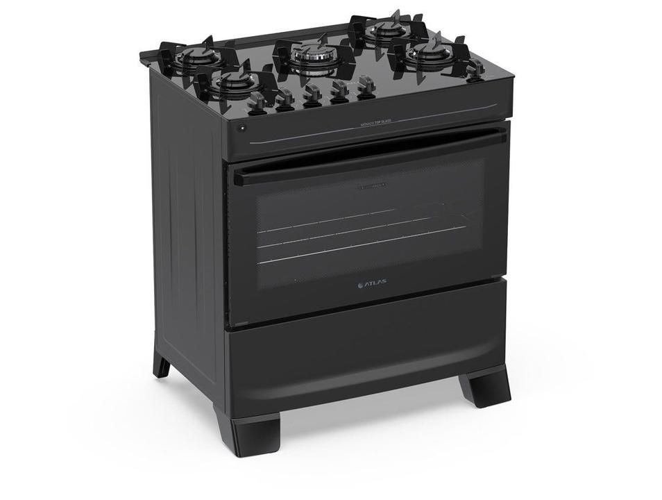 Fogão 5 Bocas Atlas Preto Mônaco Top Glass - 4