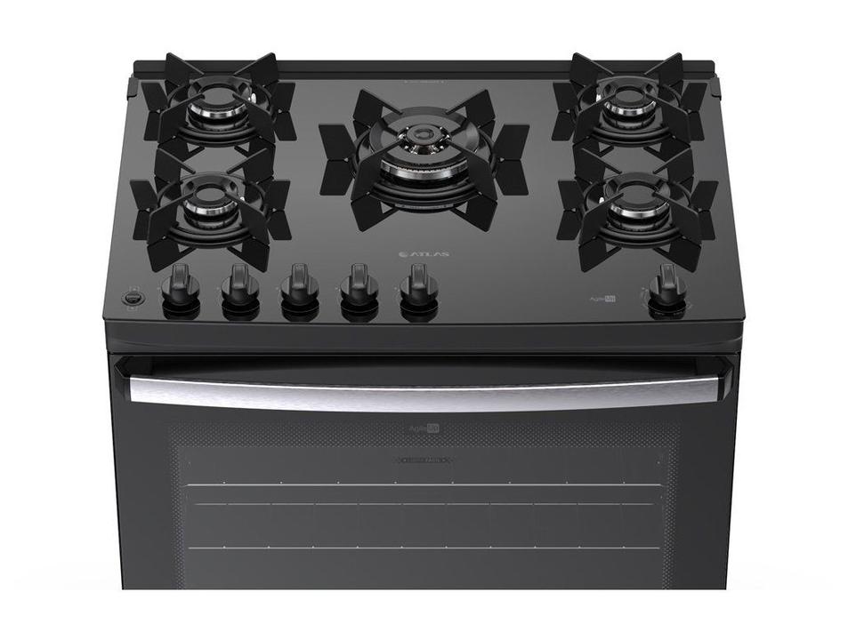Fogão 5 Bocas Atlas Preto Up Glass Agile - 5