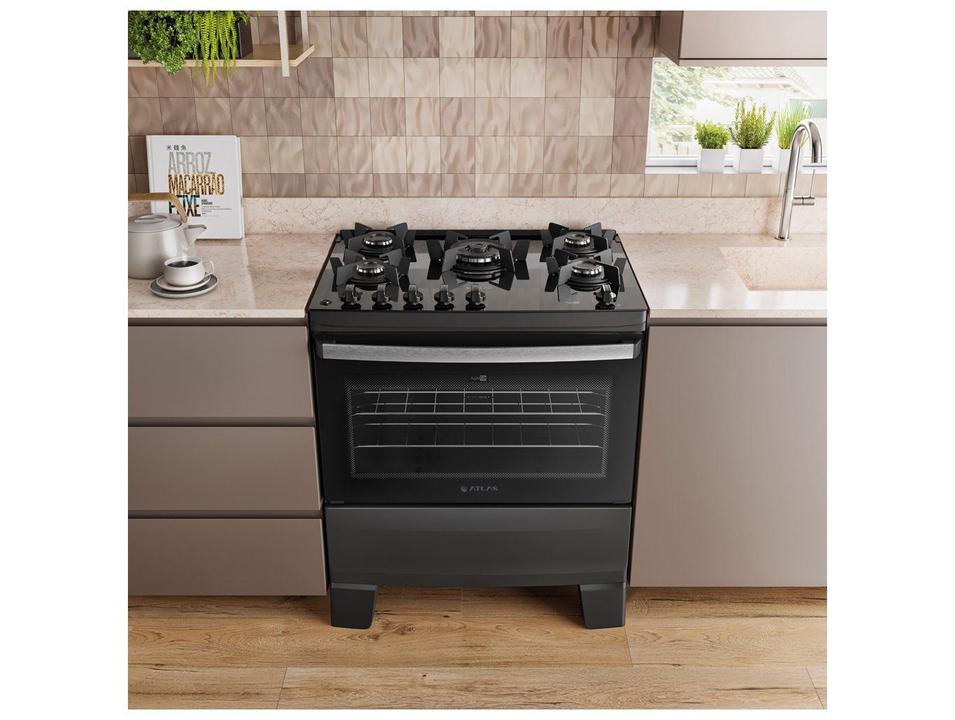 Fogão 5 Bocas Atlas Preto Up Glass Agile - 1