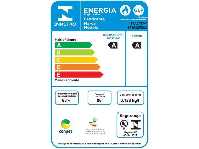 Fogão 5 Bocas Brastemp Cinza e Preto BFS5GDR - 12