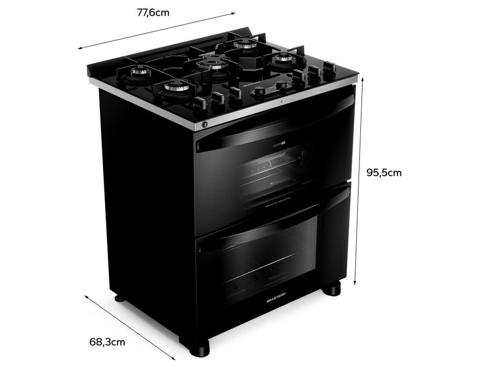 Fogão 5 Bocas Brastemp Preto Duplo Forno BFD5LAE - 3