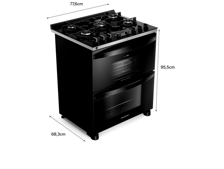 Fogão 5 Bocas Brastemp Preto Duplo Forno BFD5LAE - 8