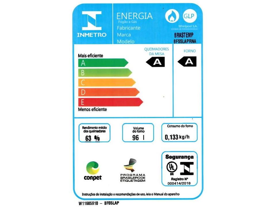 Fogão 5 Bocas Brastemp Preto Eclipse Collection BFS5LAP - 11