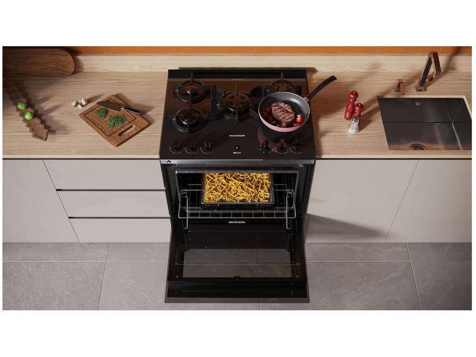 Fogão 5 bocas Brastemp Preto Mesa de Vidro BFS5LAE - 4