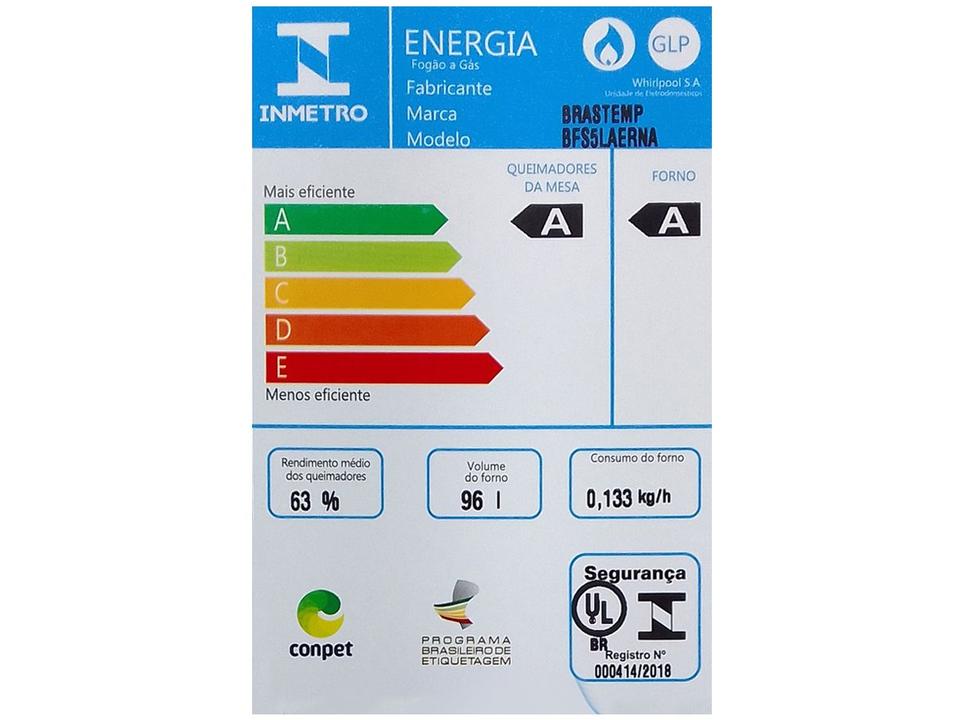 Fogão 5 bocas Brastemp Preto Mesa de Vidro BFS5LAE - 18