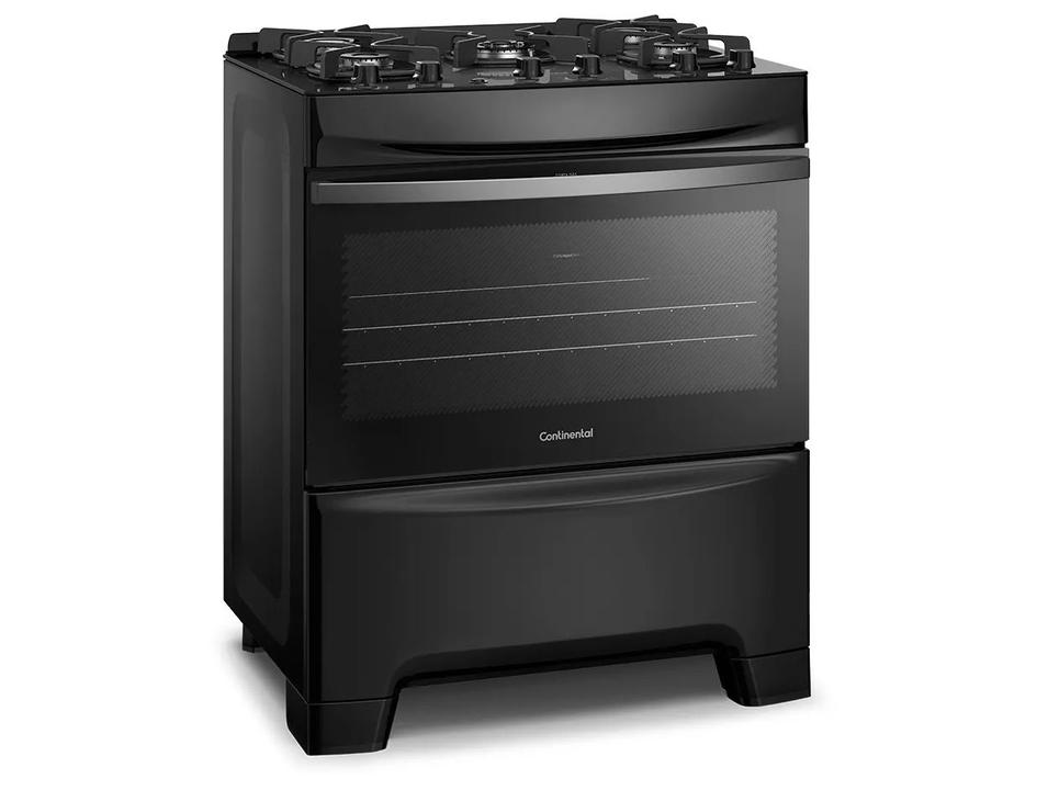 Fogão 5 Bocas Continental Inox Mesa de Vidro Preto Tripla Chama FC5GB - 8