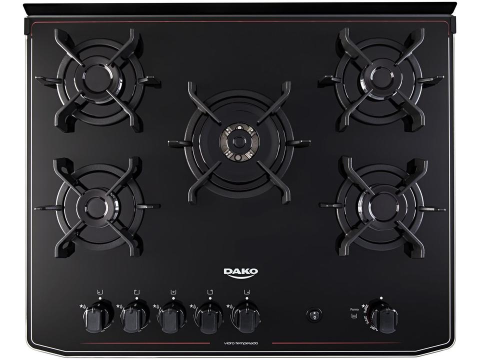 Fogão 5 Bocas Dako Preto Mesa de Vidro Magister - 8