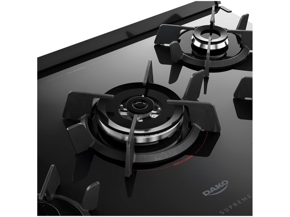 Fogão 5 Bocas Dako Preto Supreme Glass - 6