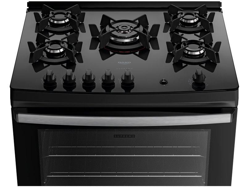 Fogão 5 Bocas Dako Preto Supreme Glass - 5