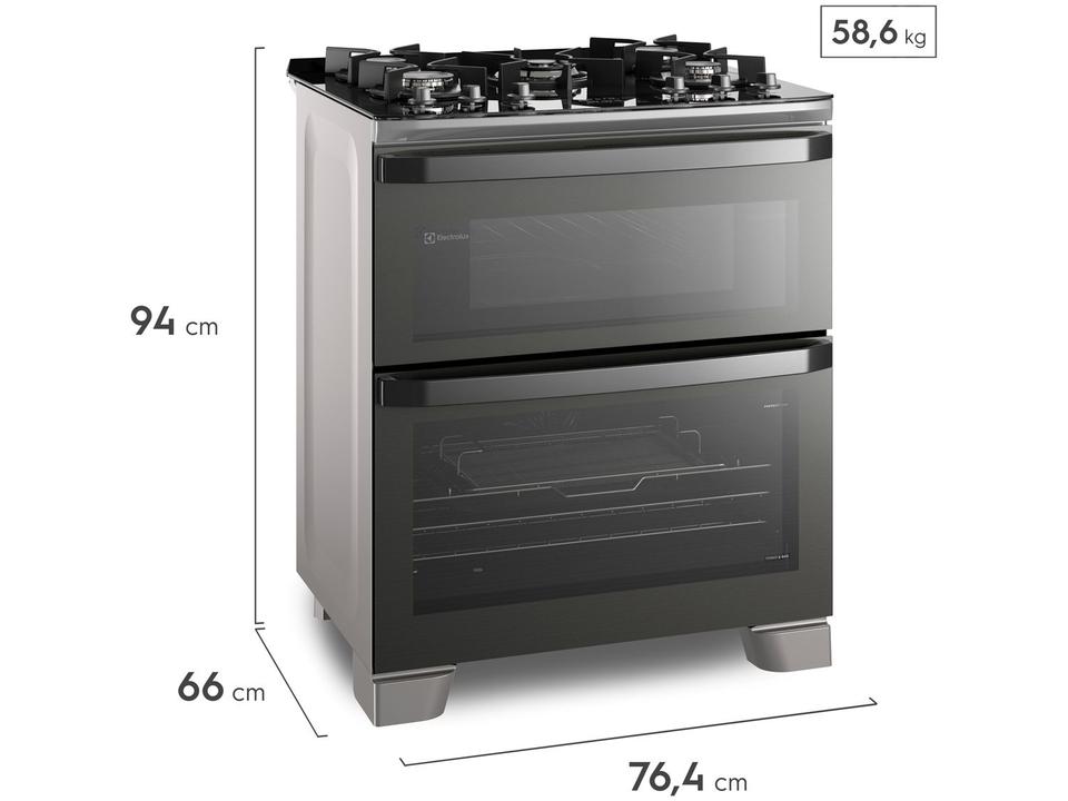 Fogão 5 Bocas Electrolux Cinza Duplo Forno com Timer FE5AD - 10