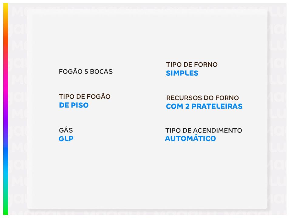 Fogão 5 Bocas Electrolux Inox Preto Mesa de Vidro Efficient FE5GB - 1