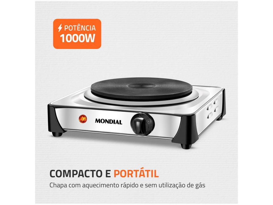 Fogão Elétrico 1 Boca de Mesa Inox 1000W - 1