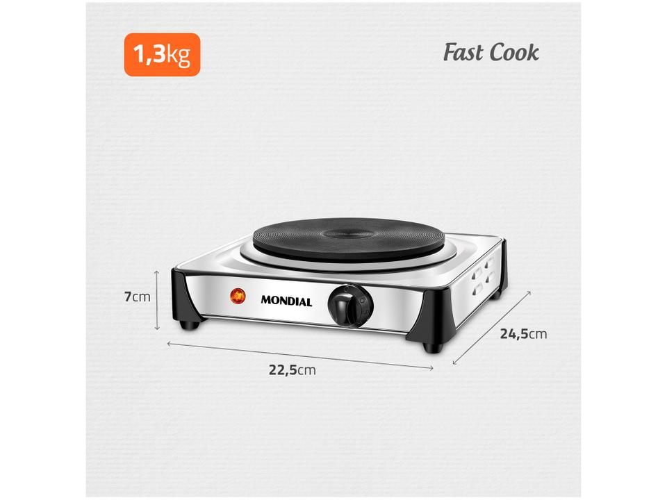 Fogão Elétrico 1 Boca de Mesa Inox 1000W - 4