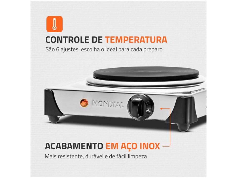 Fogão Elétrico 1 Boca de Mesa Inox 1000W - 3