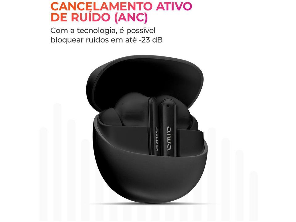 Fone de Ouvido Bluetooth Aiwa Eardbud AWS-EB-04-B com Microfone com Cancelamento de Ruído Intra-auricular True Wireless Preto - 2