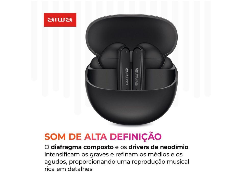 Fone de Ouvido Bluetooth Aiwa Eardbud AWS-EB-04-B com Microfone com Cancelamento de Ruído Intra-auricular True Wireless Preto - 1