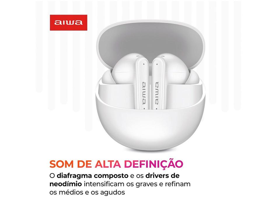 Fone de Ouvido Bluetooth Aiwa Eardbud AWS-EB-04-W com Microfone com Cancelamento de Ruído Intra-auricular True Wireless Branco - 1