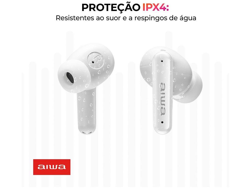 Fone de Ouvido Bluetooth Aiwa Eardbud AWS-EB-04-W com Microfone com Cancelamento de Ruído Intra-auricular True Wireless Branco - 7