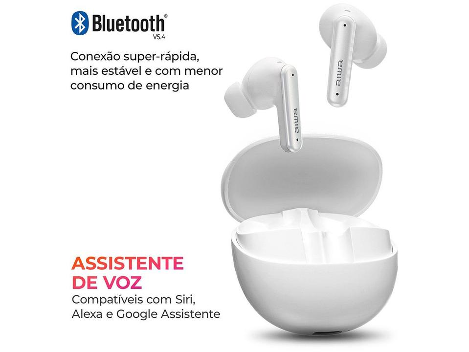 Fone de Ouvido Bluetooth Aiwa Eardbud AWS-EB-04-W com Microfone com Cancelamento de Ruído Intra-auricular True Wireless Branco - 8