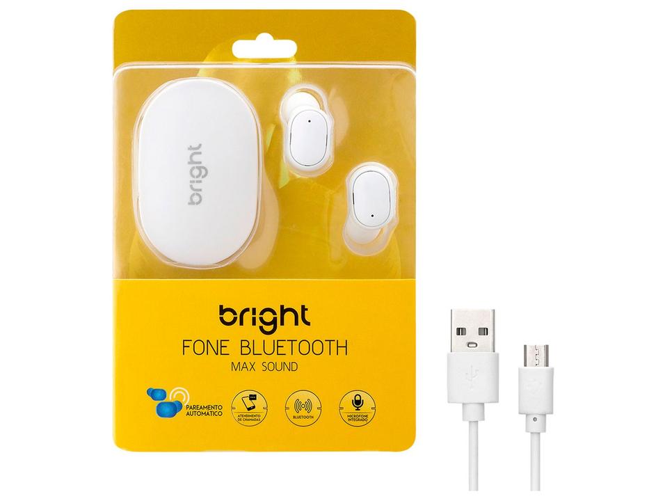 Fone de Ouvido Bluetooth Bright Max Sound com Microfone Cancelamento de Ruído Esportivo Intra-auricular Branco - 5