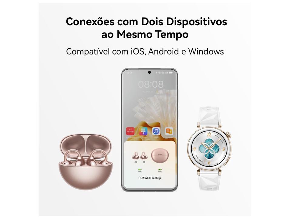 Fone de Ouvido Bluetooth Huawei FreeClip com Microfone True Wireless Preto - 5