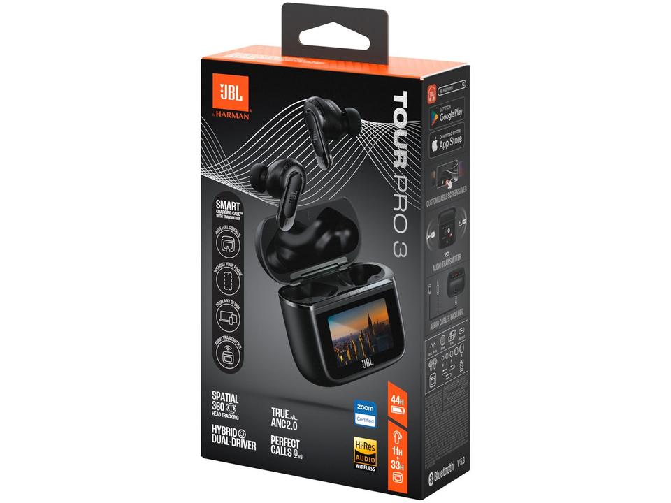 Fone de Ouvido Bluetooth JBL Tour Pro 3 JBLTOURPRO3BLKBR Intra-auricular True Wireless Preto - 11
