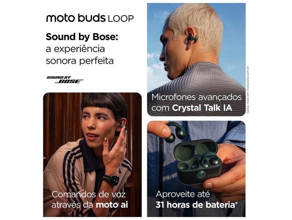 Fone de Ouvido Bluetooth Moto Buds Loop PG38C07163 com Microfone Verde - 2