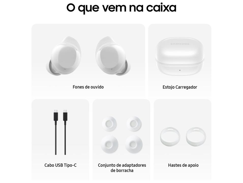 Fone de Ouvido Bluetooth Samsung Buds Core com Microfone Cancelamento de Ruído Esportivo Intra-auricular True Wireless Branco - 1