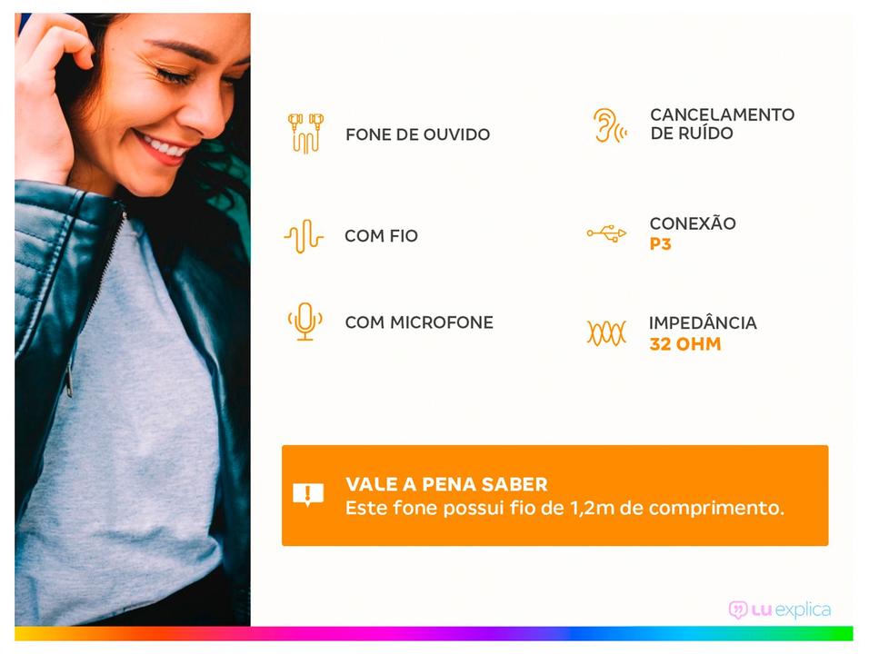 Fone de Ouvido Bright Ghost com Microfone com Cancelamento de Ruído Esportivo Intra-auricular Preto - 1