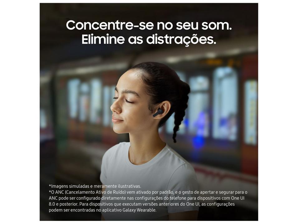 Fone de Ouvido Samsung Buds3 FE com Microfone Cancelamento Ativo de Ruído Esportivo Intra-auricular True Wireless Preto - 8