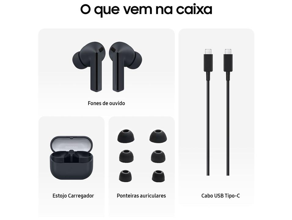 Fone de Ouvido Samsung Buds3 FE com Microfone Cancelamento Ativo de Ruído Esportivo Intra-auricular True Wireless Preto - 2