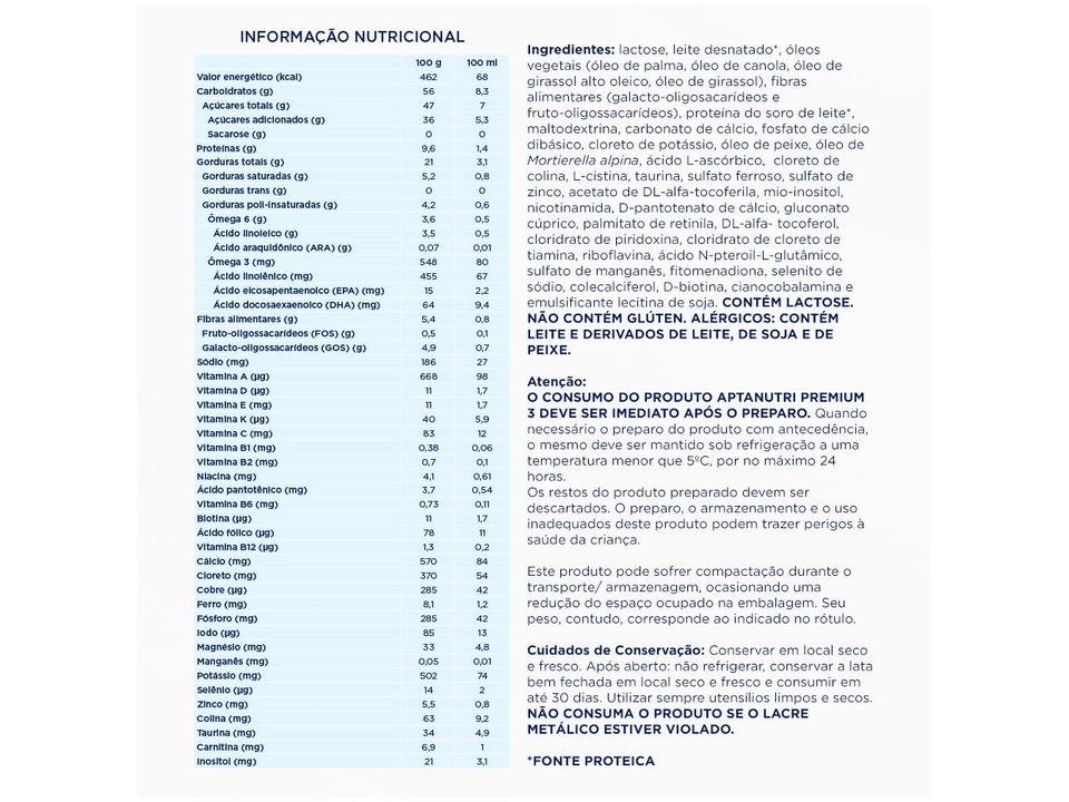 Fórmula Infantil Premium Aptanutri 800g 4 Unidades - 1