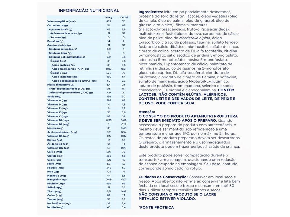Fórmula Infantil Profutura 3 sem Sabor Aptanutri - 2