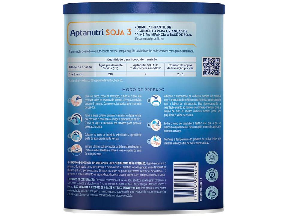 Fórmula Infantil Soja 3 Aptanutri à Base de Soja Danone 800g - 3
