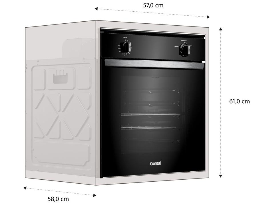 Forno a Gás de Embutir Consul Multifuncional Grill 78L Preto COA84CE - 9
